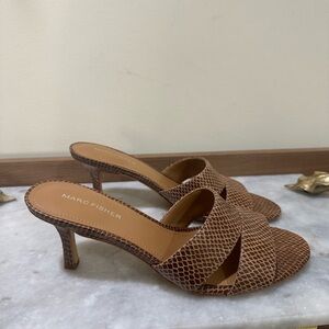 Marc Fisher Tan Textured Heeled Sandals